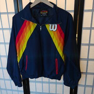 Forever 21 Quarter Zip Pullover Wilson Retro Cropped Navy Jacket Windbreaker